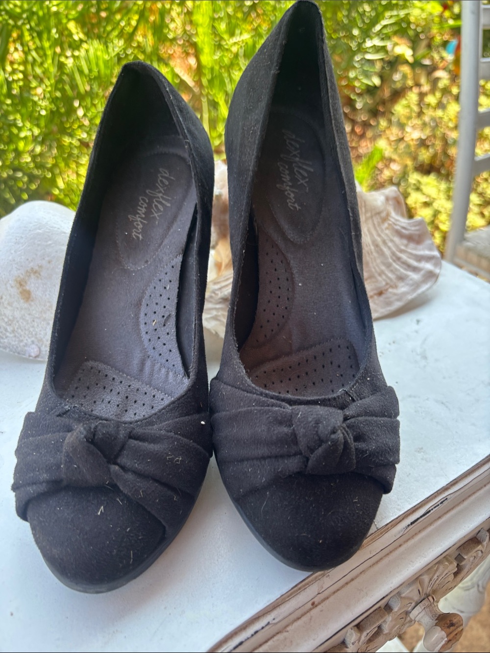 dexflex comfort Black Knot-Front Women's Heels 8.5 wide